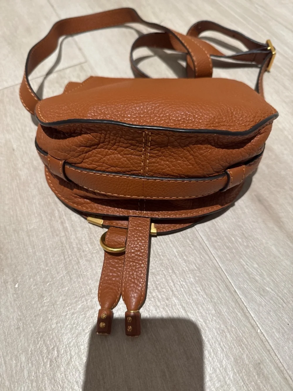 SMALL MARCIE SADDLE BAG IN GRAINED LEATHER